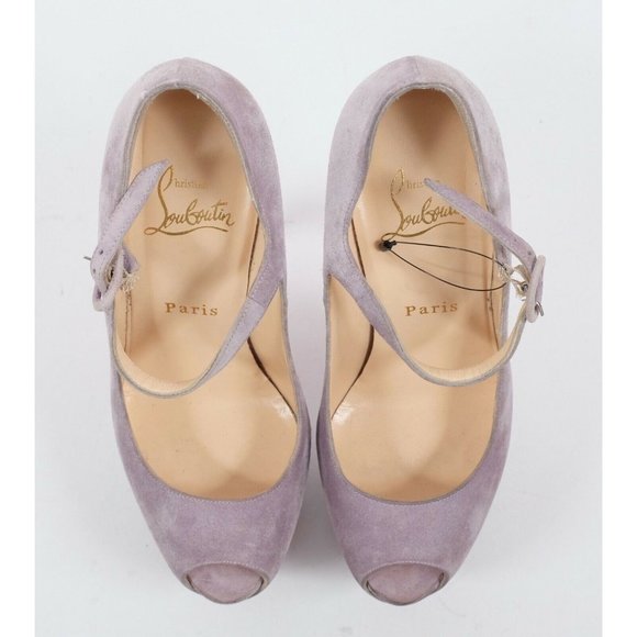 Christian Louboutin sz 36.5 US 6.5 platform ankle strap open toe suede - Picture 7 of 8